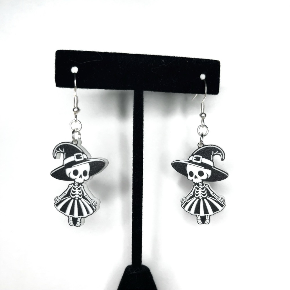 Witch skeleton earrings. Handmade